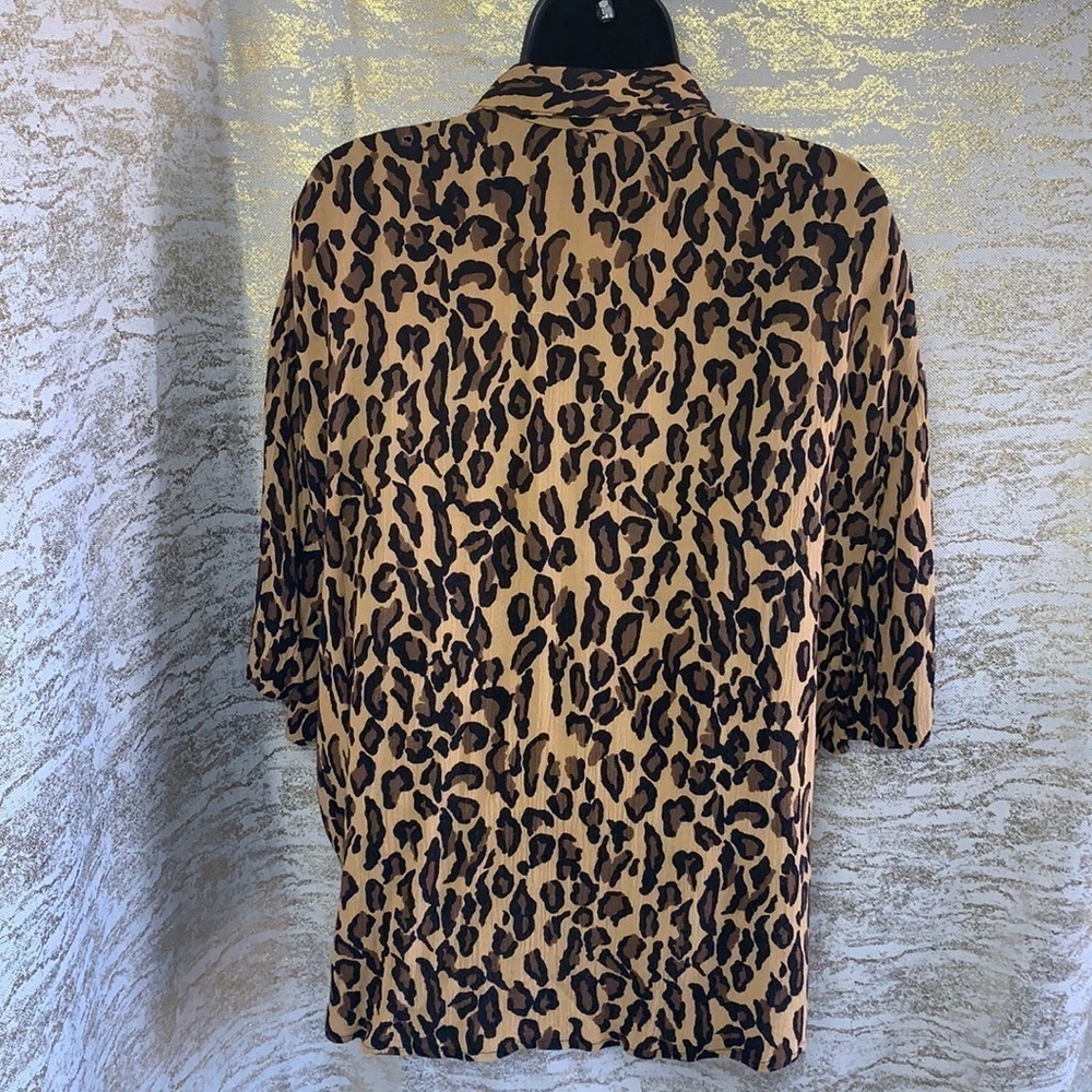 Vintage 🧚‍♀️Clichy Leopard Print Button Down 3/4 Sleeve Blouse Size 12 - Picture 7 of 12